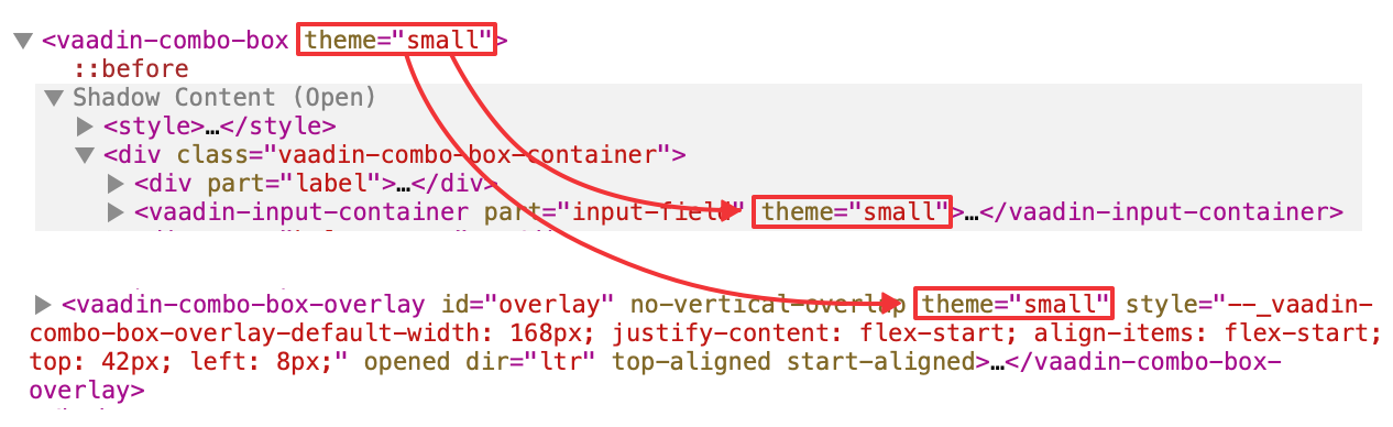 vaadin-combo-box theme attribute propagating to its sub-components
