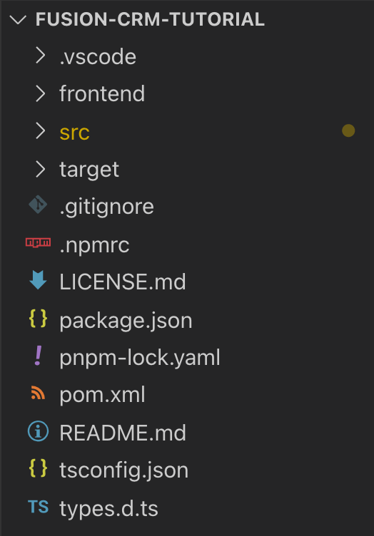 Fusion project structure containing frontend