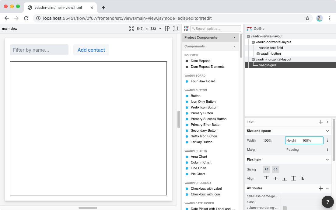 Filled toolbar.