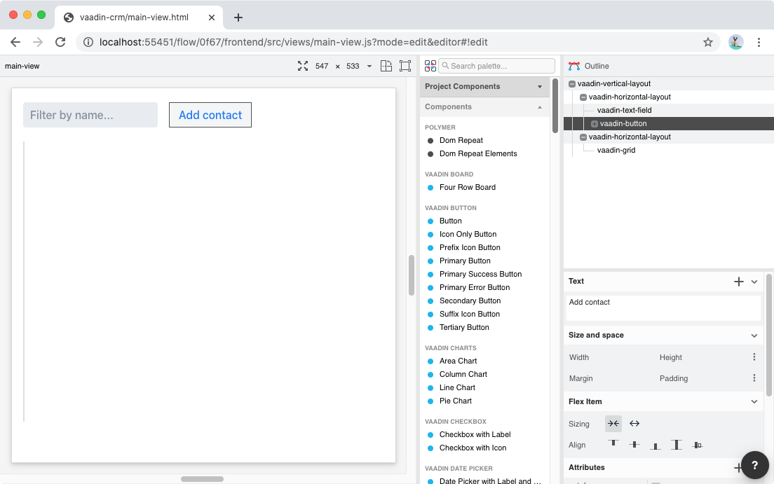 Configured toolbar.