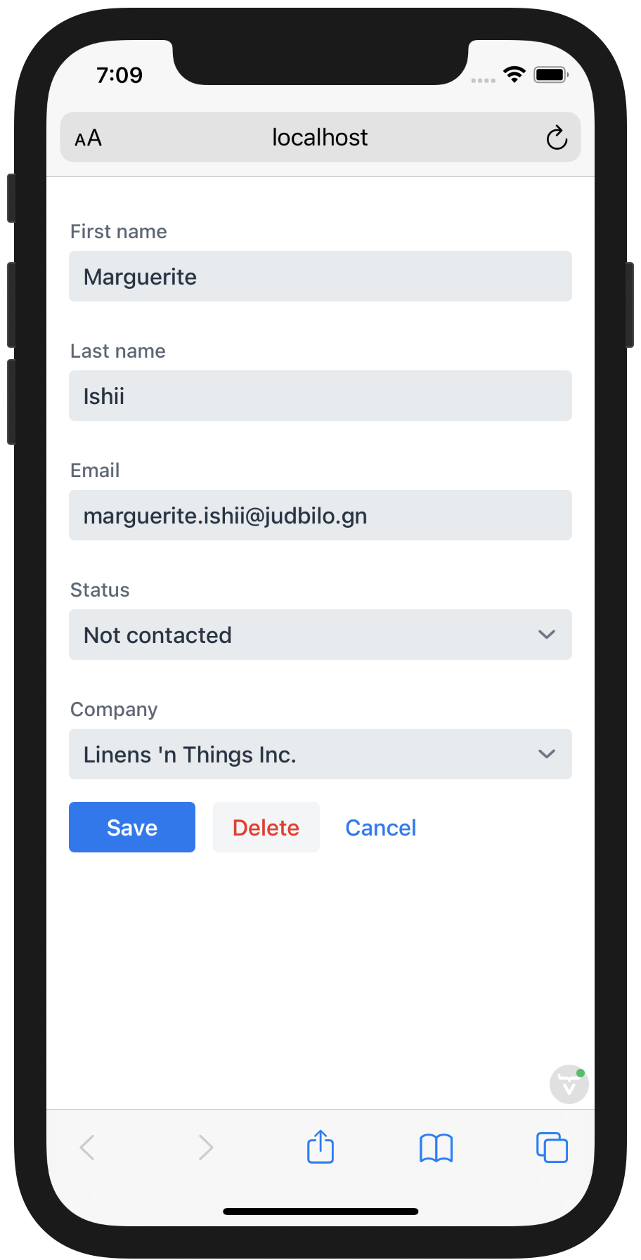 Form open on a phone