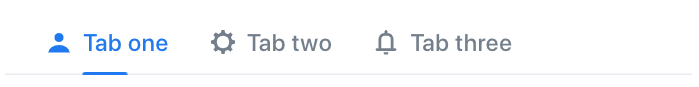 Three Tab components with icons and text labels
