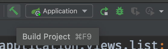 The build project button is in the IntelliJ toolbar