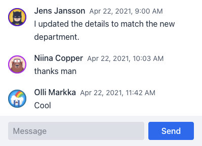 Chat between users on updating information